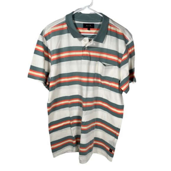 Roark Men's Polo Shirt Multicolor Stripe Short Sleeve Pocket 100% Cotton XL - Picture 1 of 1